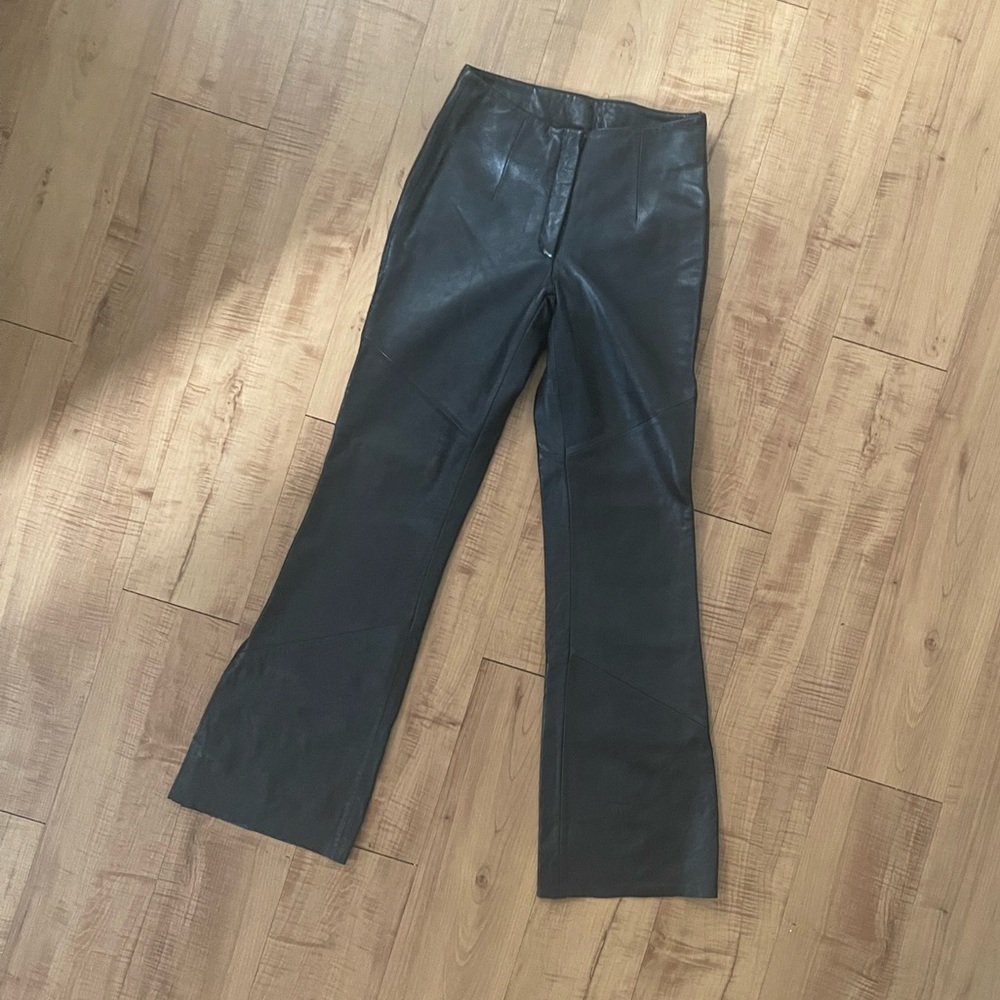 Vintage Very Soft Genuine Leather Pants with Side Slits Size 2 Brand New